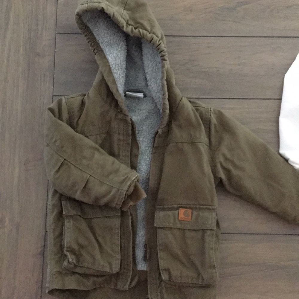 Carhartt boys green jacket Sherpa lined 12 months